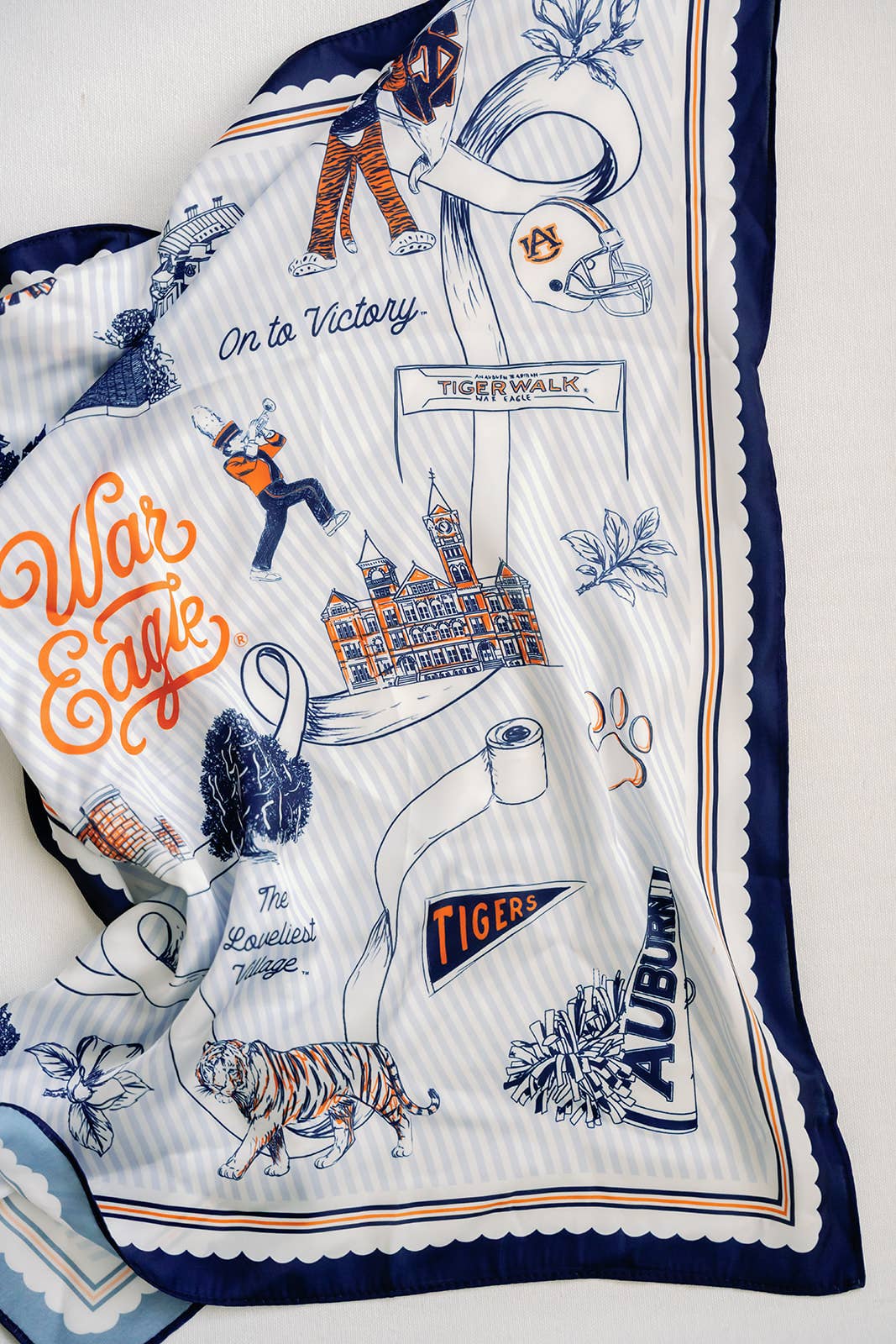 Gracefully Made Art - Auburn University Striped Silk Scarf