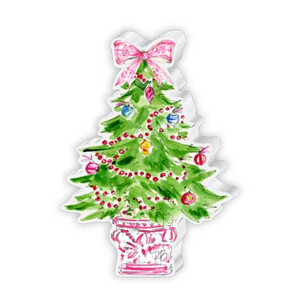 Christmas Tree in Pink Chinoiserie Pot Small Acrylic Art