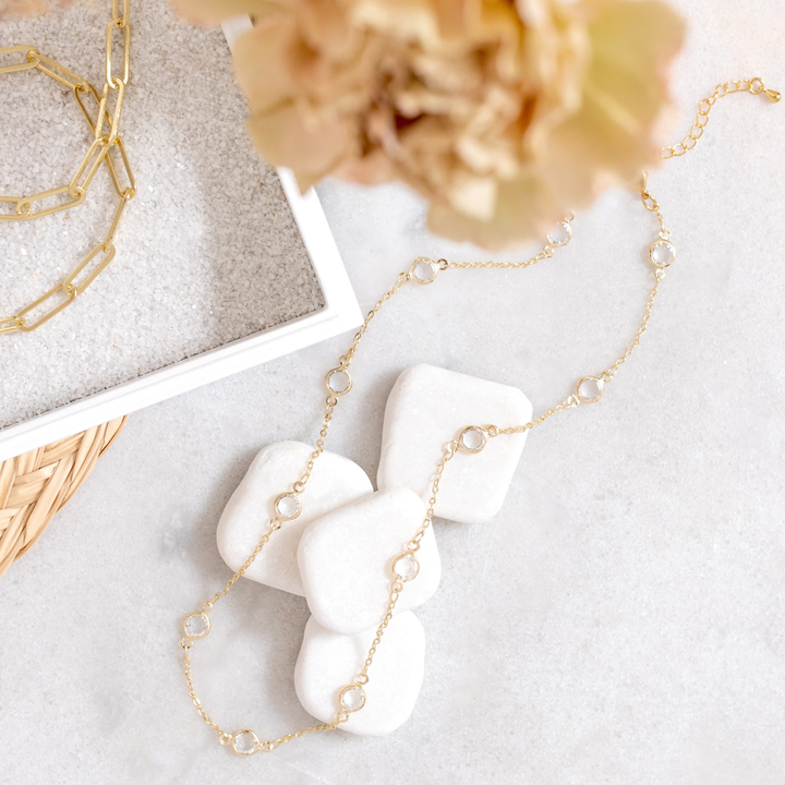 Splendid Iris - Framed Crystal Accented Collar Necklace