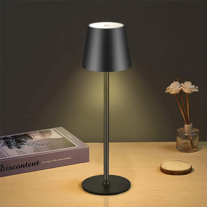 LAX Gadgets - Sleek Cordless Table Lamp- Adjustable Lighting for Any Space: Black