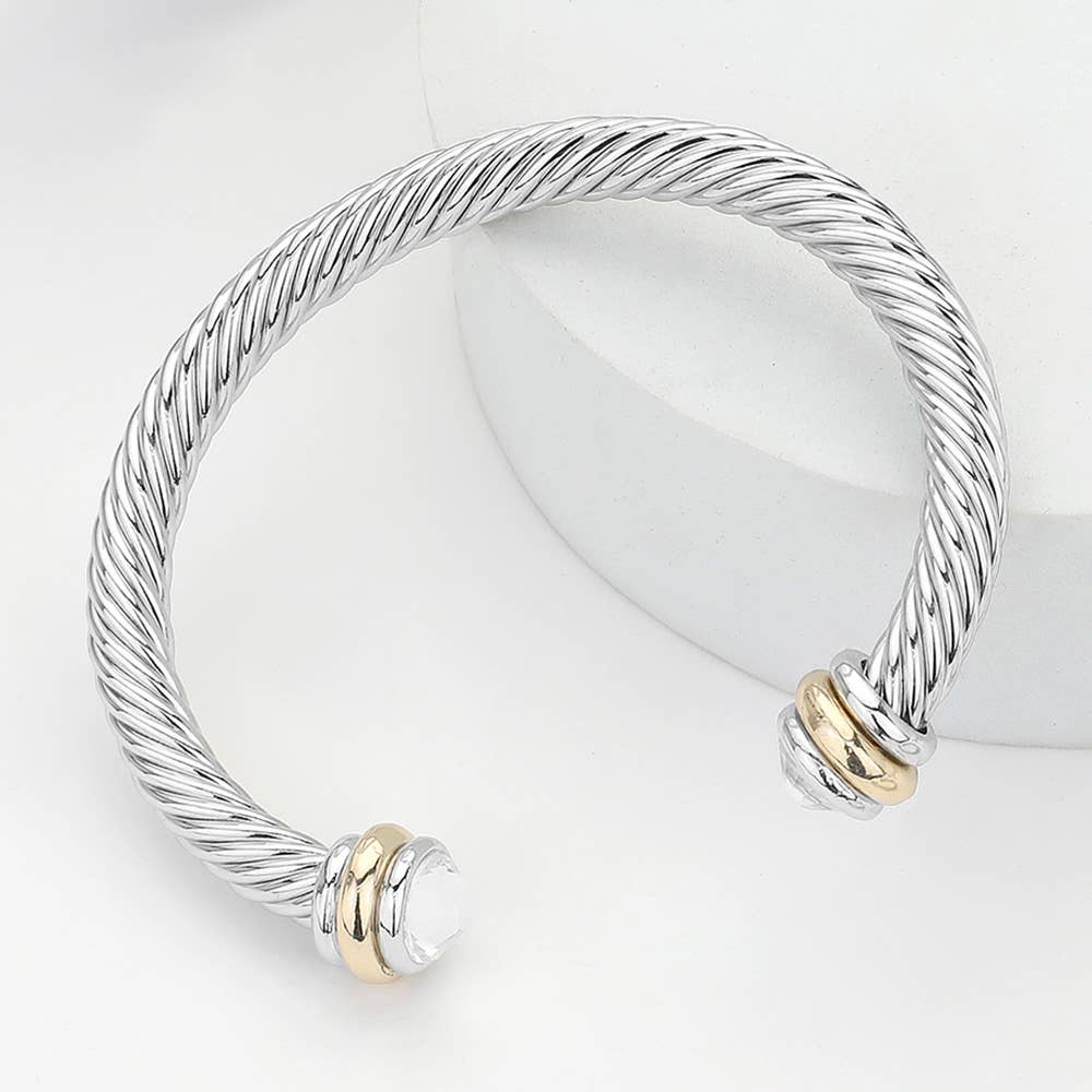 Sensibling Corp. - Stone Tip Twisted Rope Cuff Bracelet
: RD-BK