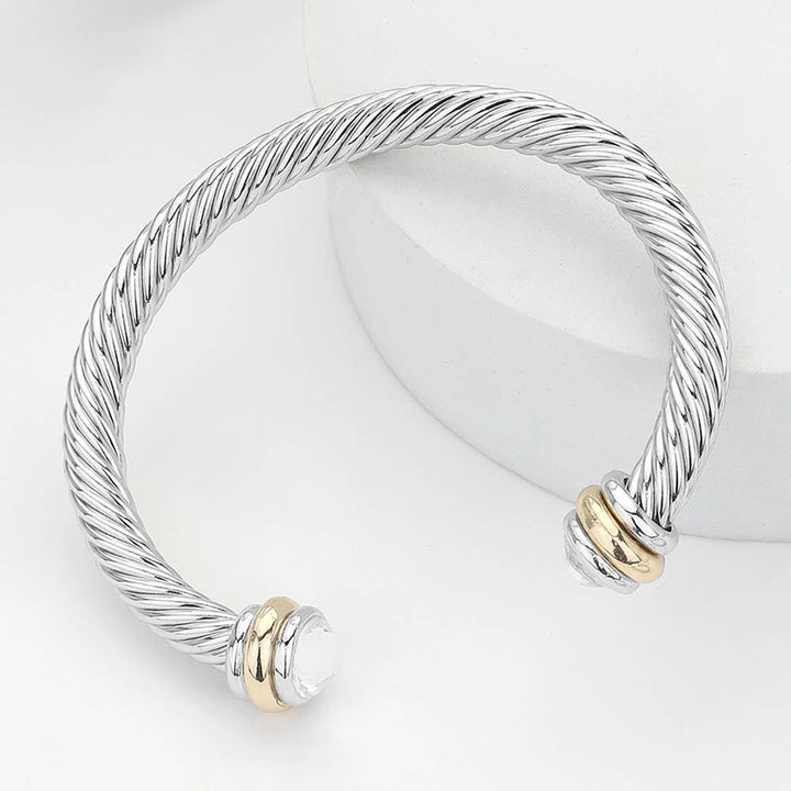 Sensibling Corp. - Stone Tip Twisted Rope Cuff Bracelet
: RD-BK