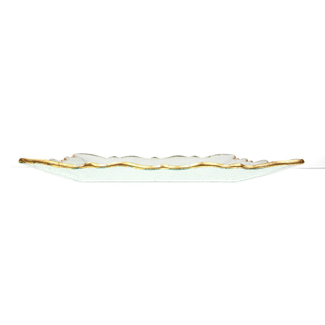 The Royal Standard - Chateau Square Serving Platter   Clear/Gold   12.8x1.2x12.8
