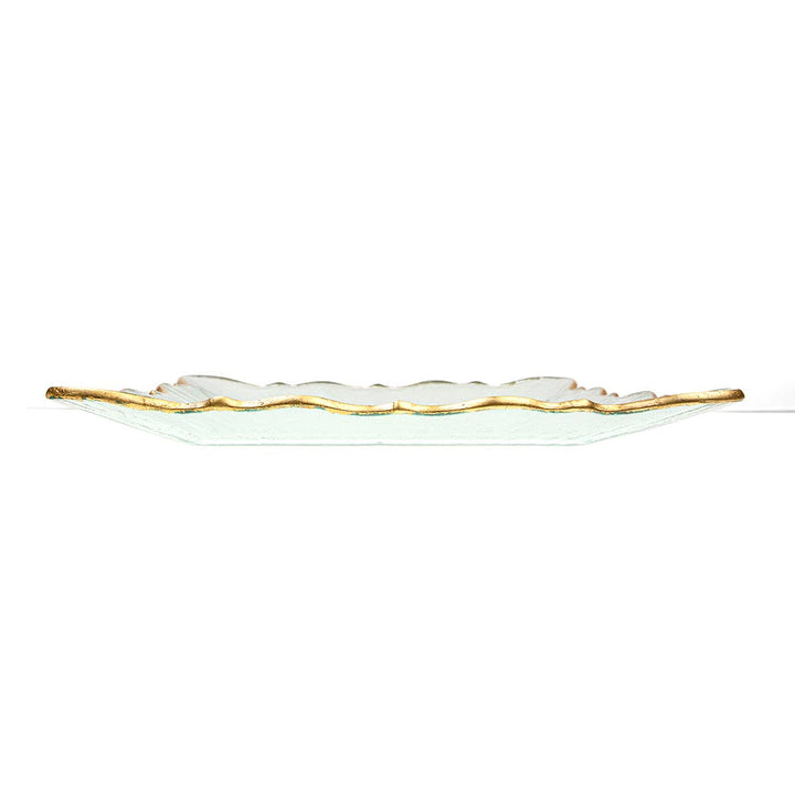 The Royal Standard - Chateau Square Serving Platter   Clear/Gold   12.8x1.2x12.8
