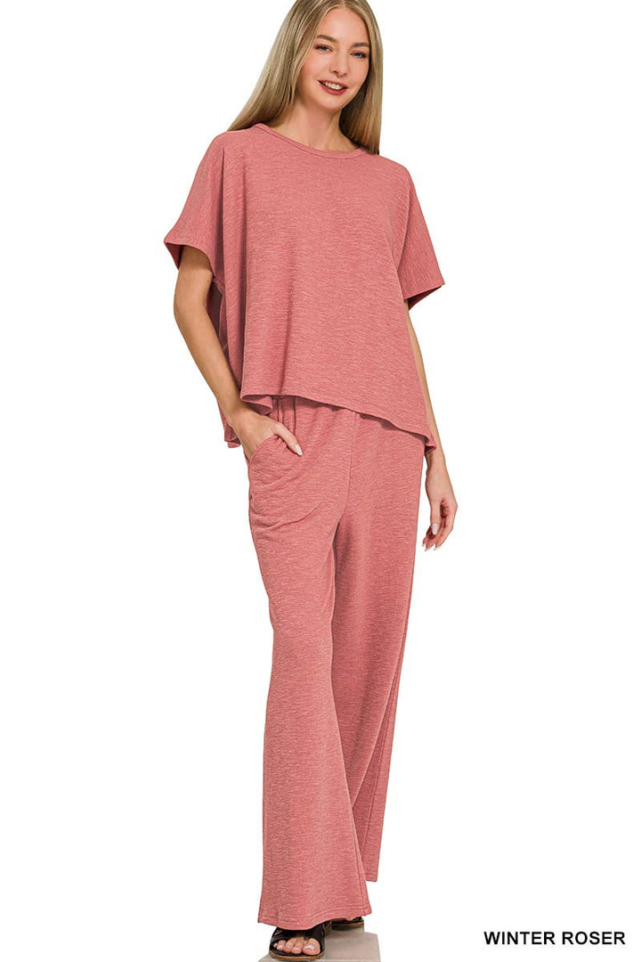 42POPS -  Cotton Slub Top & Pants 2pc Set - Zenana: LT NAVY-182912 / S