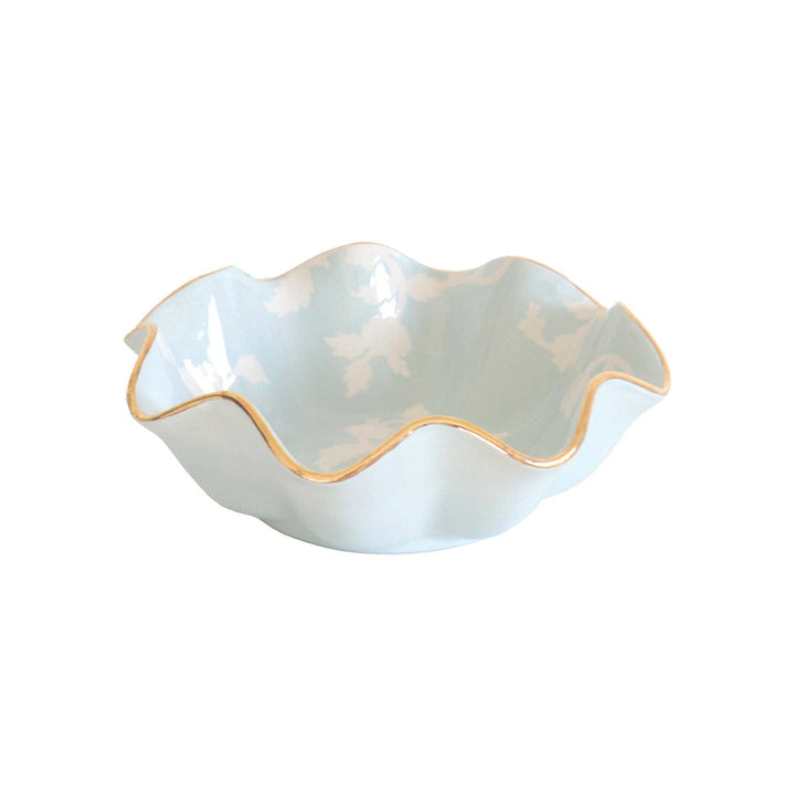 Lo Home by Lauren Haskell Designs - Chinoiserie Dreams Scalloped Bowls with 22K Gold Accent: French Blue / Large