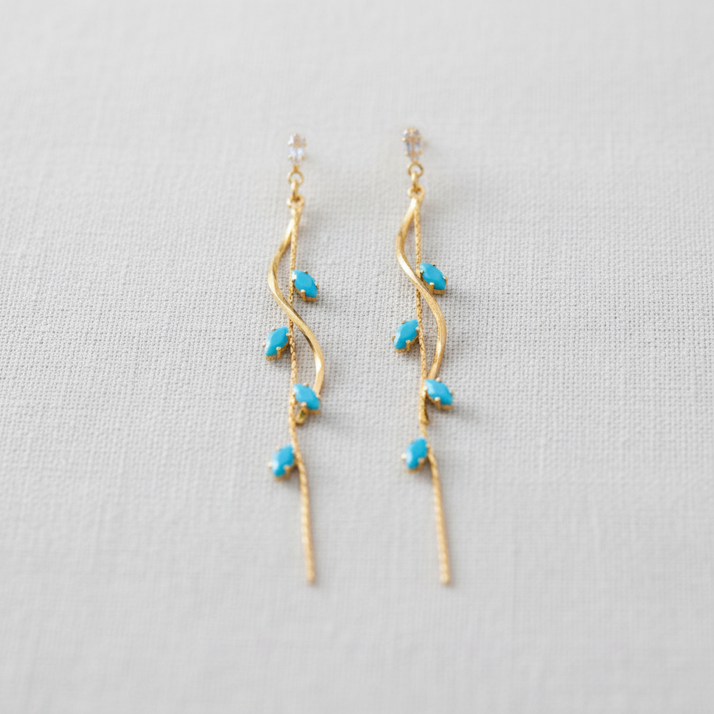 paperln - Elegant Leaf Tassel Drop Earrings