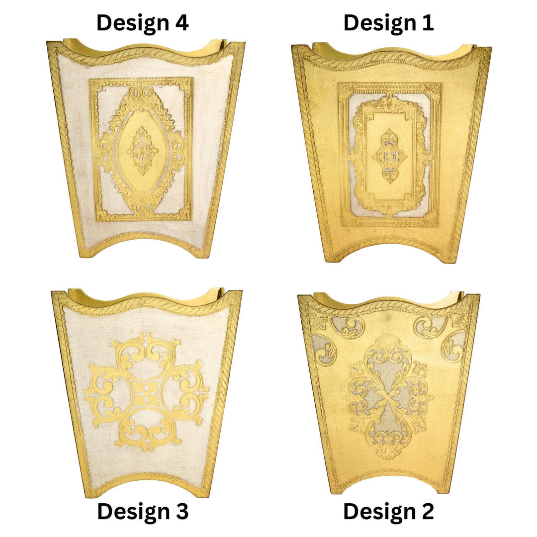 Italian Florentine Waste bin, Cappuccino & Gold, Made in Italy: Design 4
