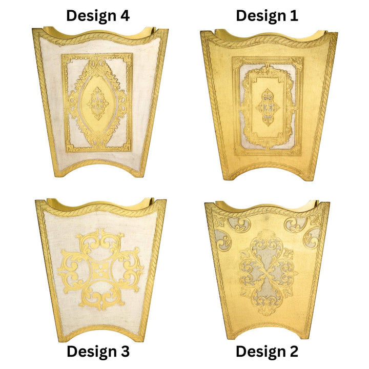 Italian Florentine Waste bin, Cappuccino & Gold, Made in Italy: Design 4