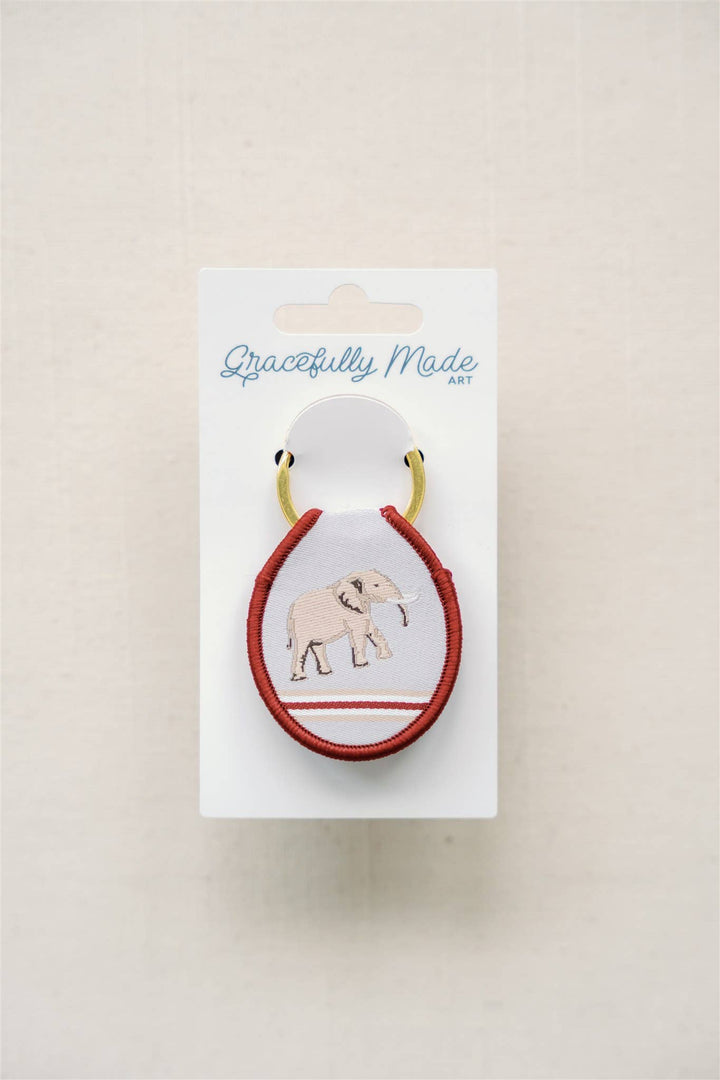 Gracefully Made Art - University of Alabama Elephant Embroidered Keychain