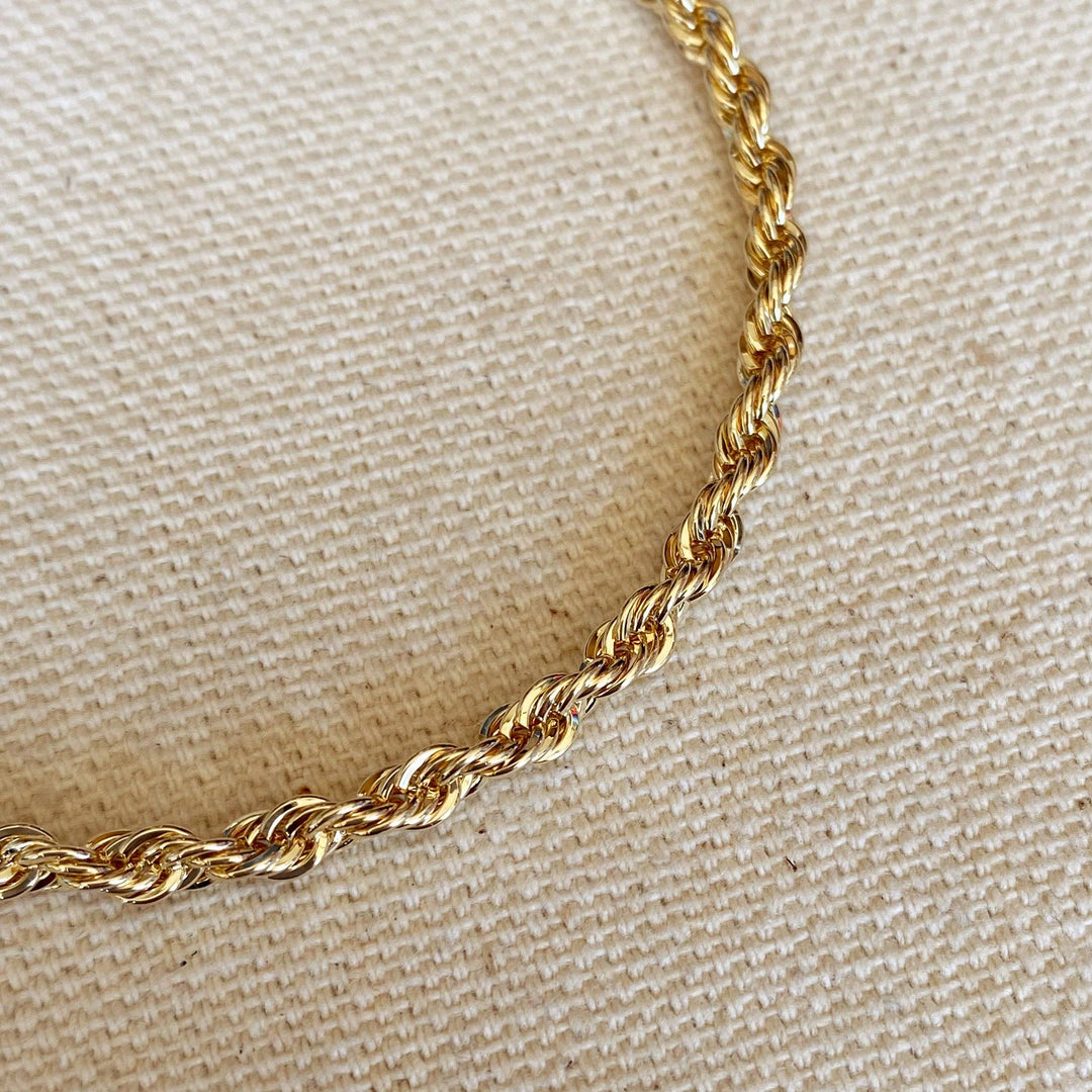 GoldFi - 18k Gold Filled 3mm Rope Bracelet: 8 inches