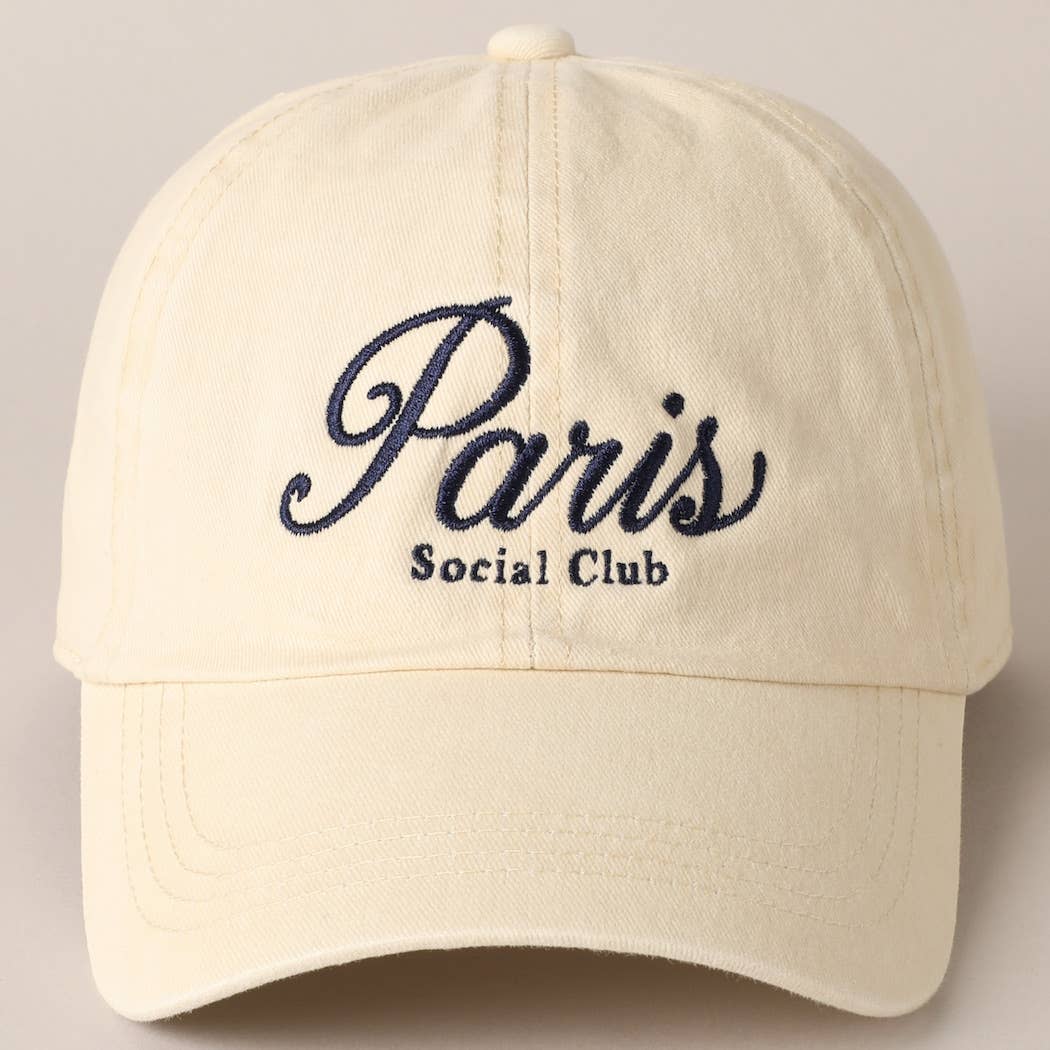 Fashion City - Paris Social Club Text Embroidery Baseball Cap: Pink / ONE SIZE