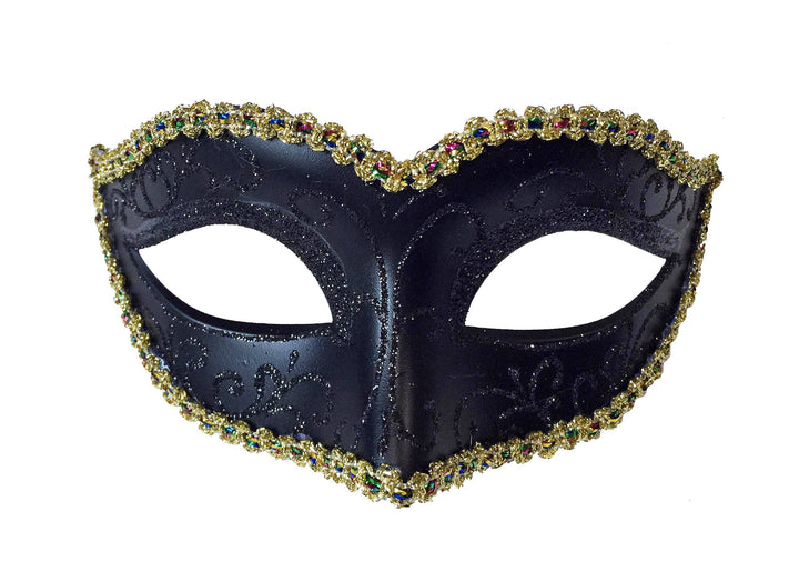 Mardi Gras Creations - Glitter Swirls Eyelet Mask With Trim: Mardigras