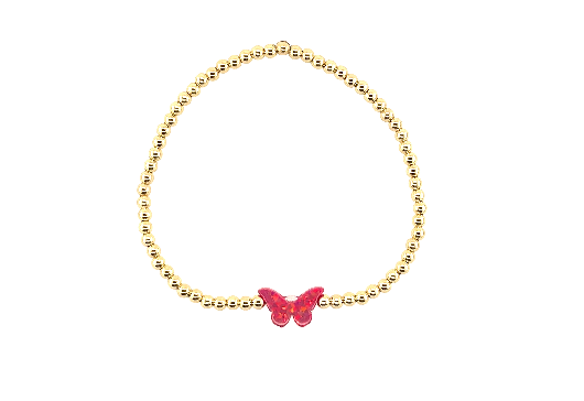 Kids Butterfly Bracelet: Fuschia / Gold Filled