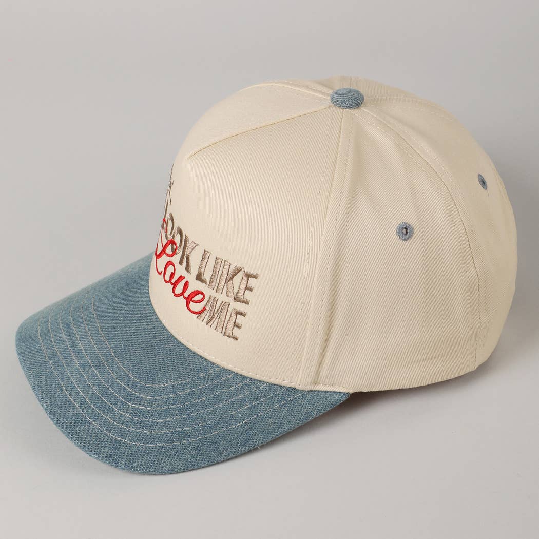 Fashion City - You Look Like You Love Me Embroidery Trucker Hat: Light Pink / ONE SIZE