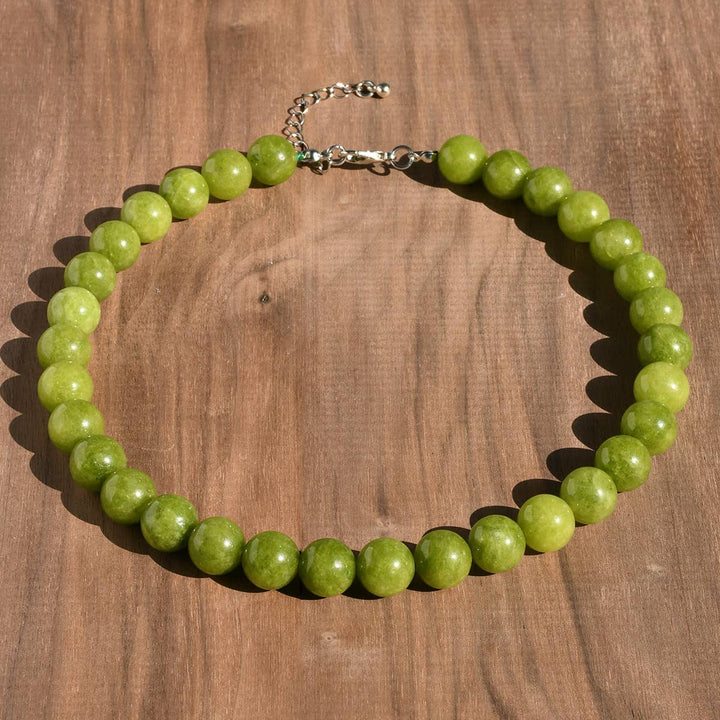 MKS America - Vintage Natural Stone Crystal Beaded Necklace: Green / M