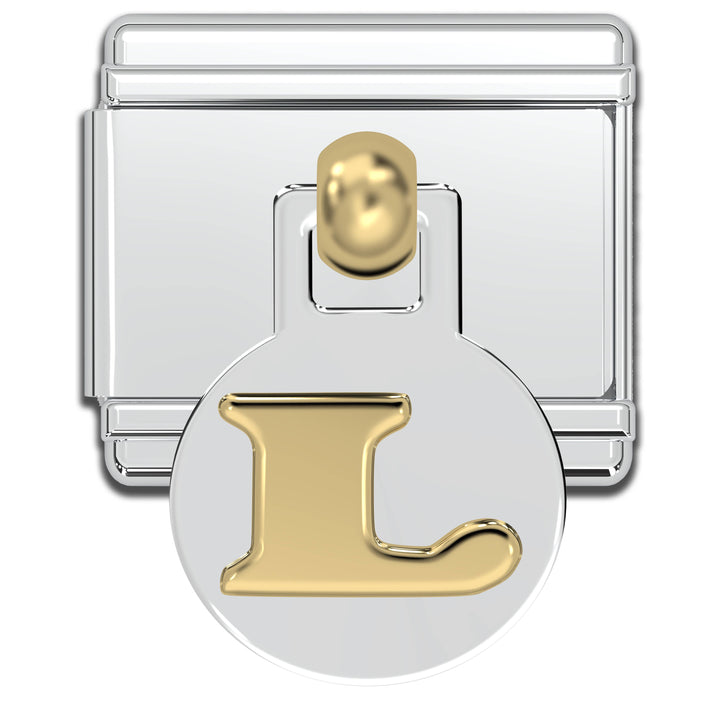 Natalia - Italian Charm Letters A-Z - 9mm Gold Dangle Bracelet Charms: L