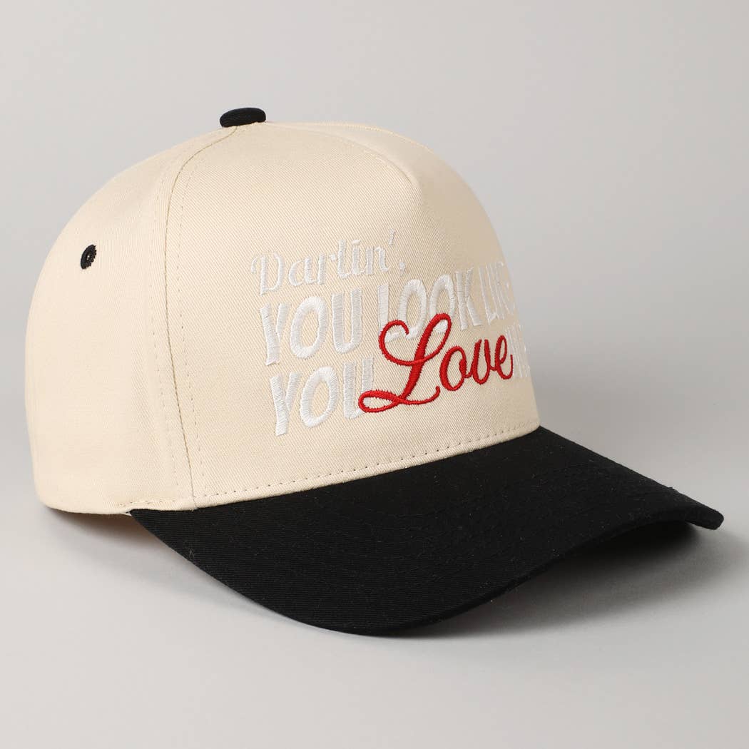 Fashion City - You Look Like You Love Me Embroidery Trucker Hat: Light Pink / ONE SIZE