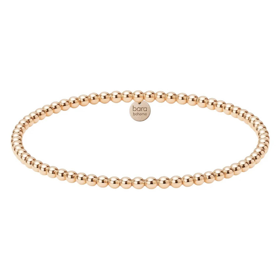 bara boheme - Classic 3MM | Gold Filled Beaded Bracelet: Sterling Silver / 6.5" Stretchy