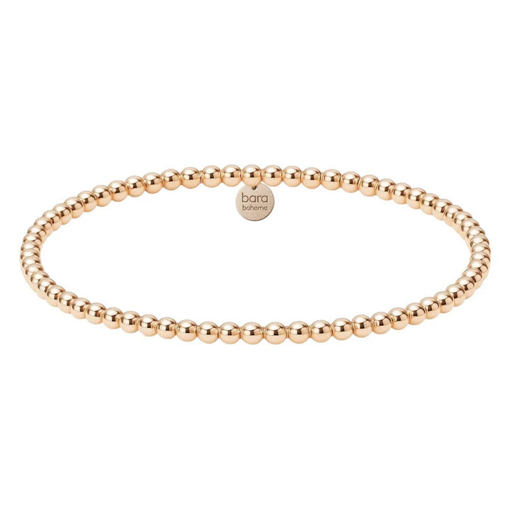 bara boheme - Classic 3MM | Gold Filled Beaded Bracelet: Sterling Silver / 6.5" Stretchy