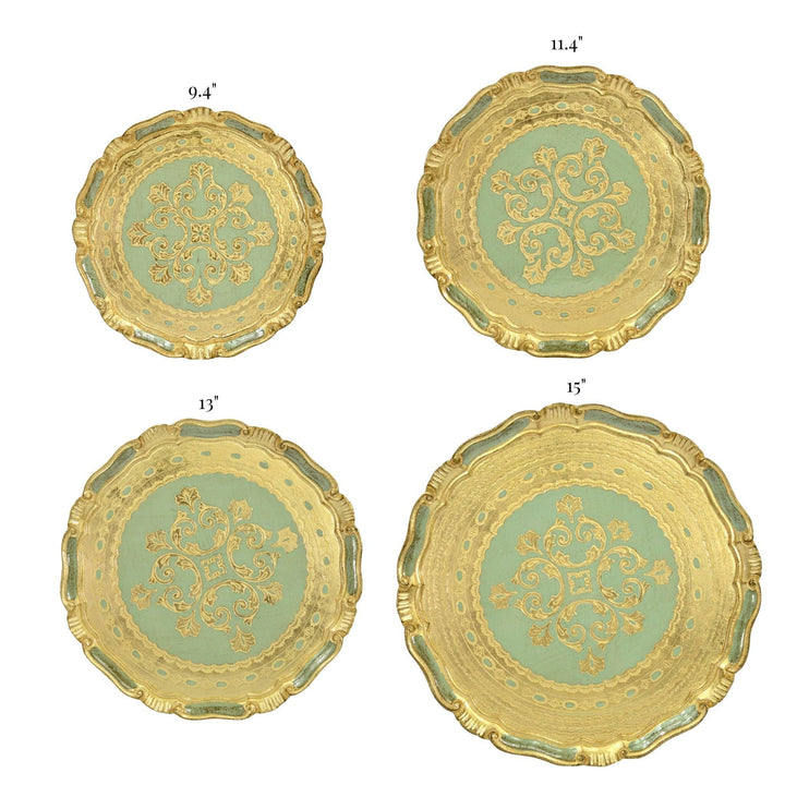 Via Graceffo - Florentine Carved Gilded Wood Circle Tray, Made in Italy: Large