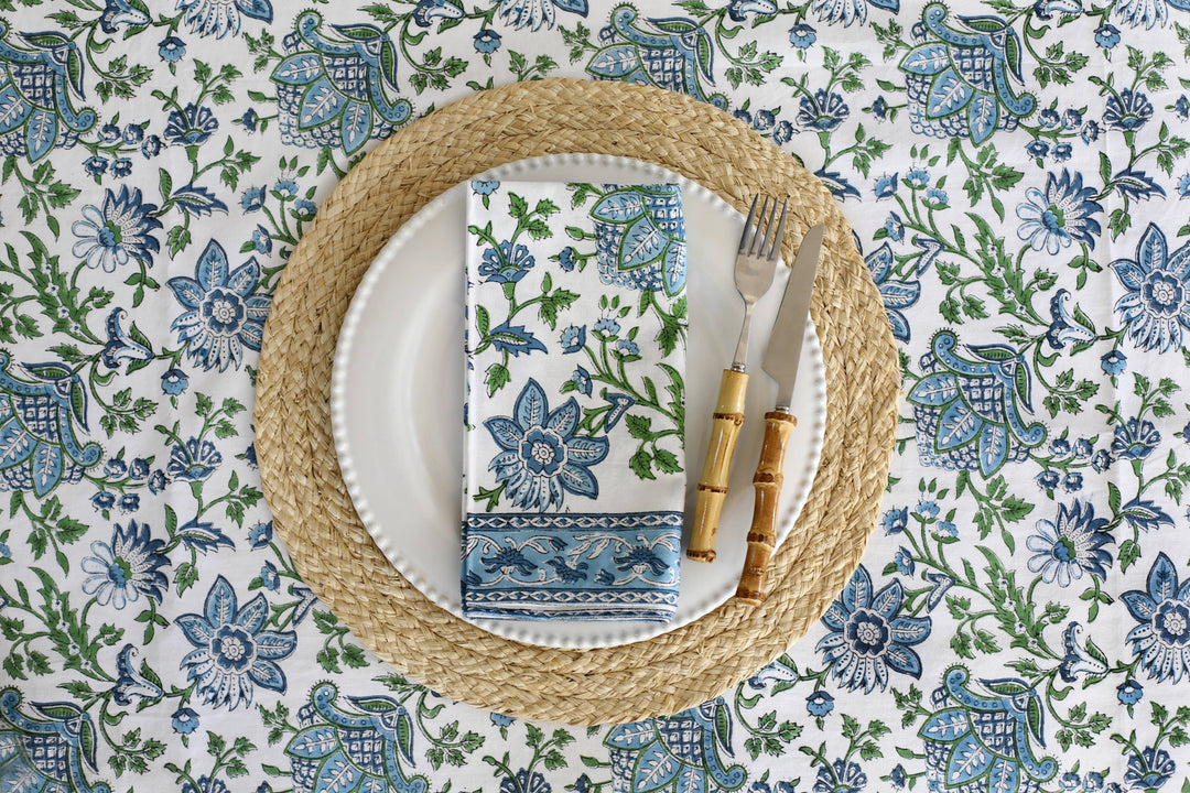 PACIFIC & ROSE TEXTILES - Tablecloth Gayatri Blue/Green: 60x92