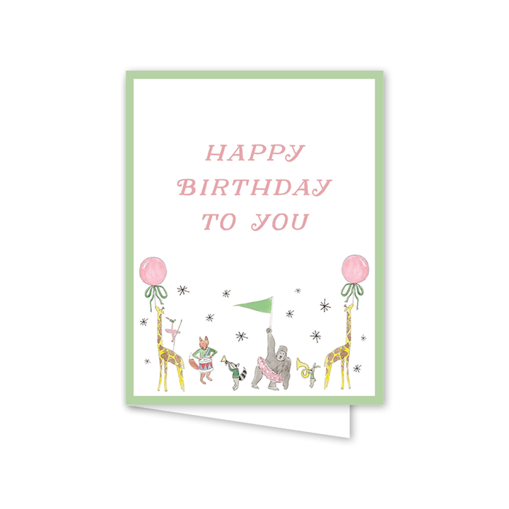 Dogwood Hill - Animal Parade Green Birthday: Single Card
