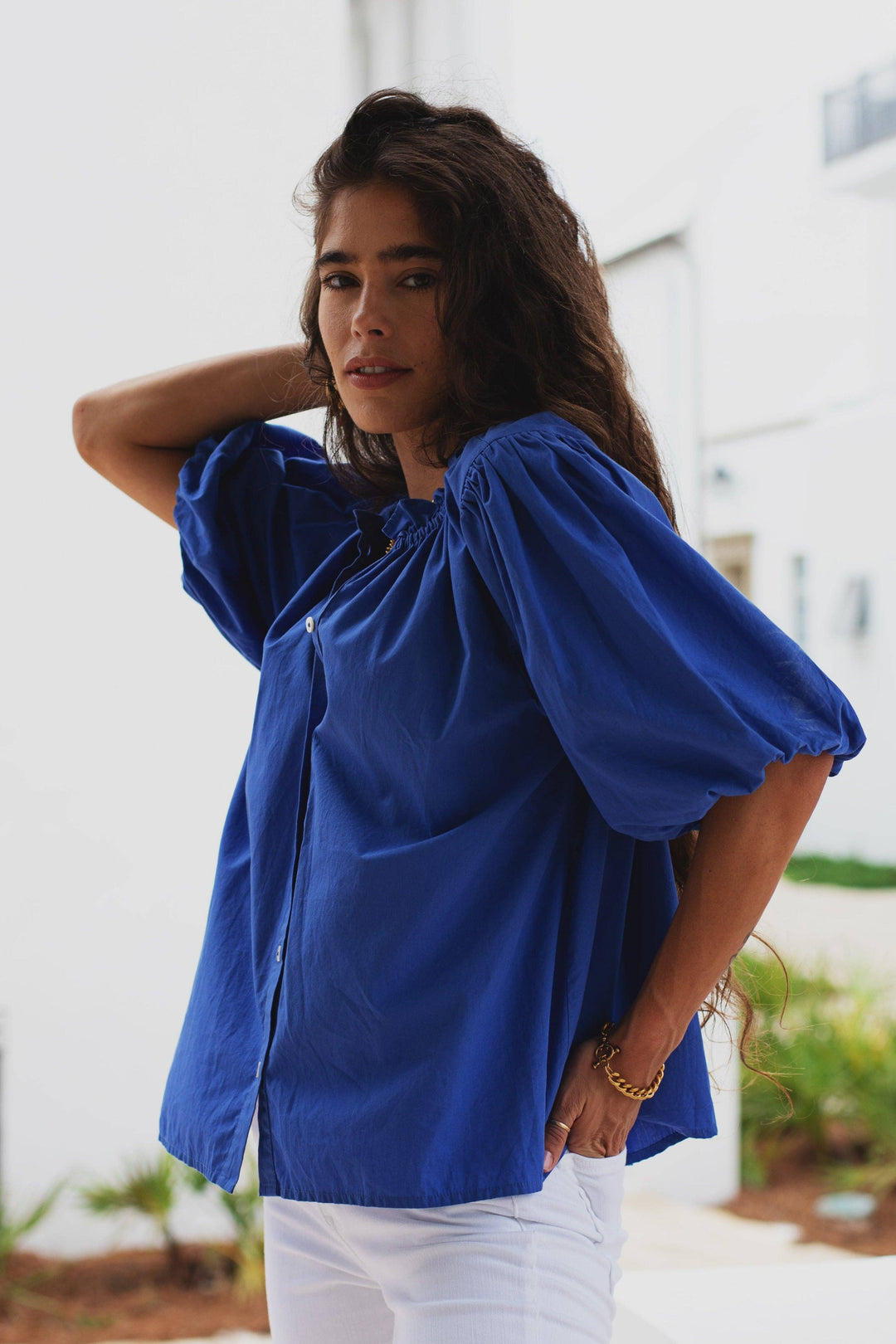 Ex Voto - Daisy Blouse in Royal Blue by ExVoto: L