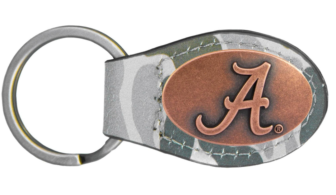 Zep-Pro - Alabama Crimson Tide Oval Camo Leather Key Fob.: Brown/Tan Camo