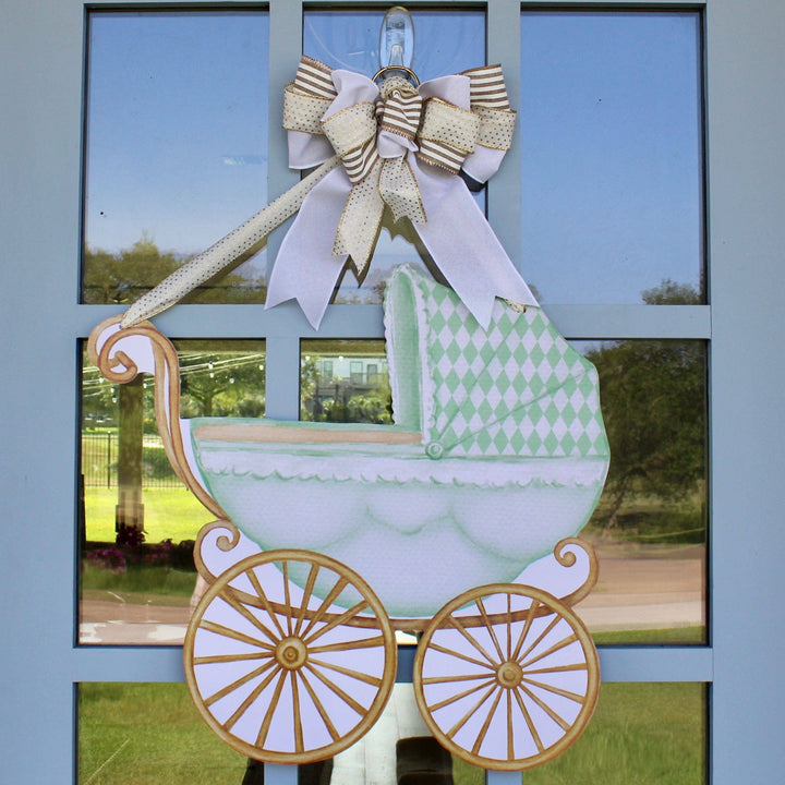 Front Porch Elegance - Welcome Baby- Door Hanger: Green- Welcome Baby!