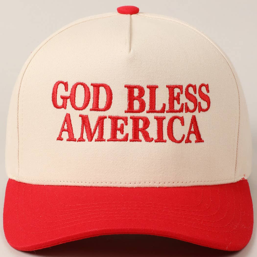 Fashion City - God Bless America Embroidered Two-Tone Canvas Cap: LT PINK / ONE SIZE
