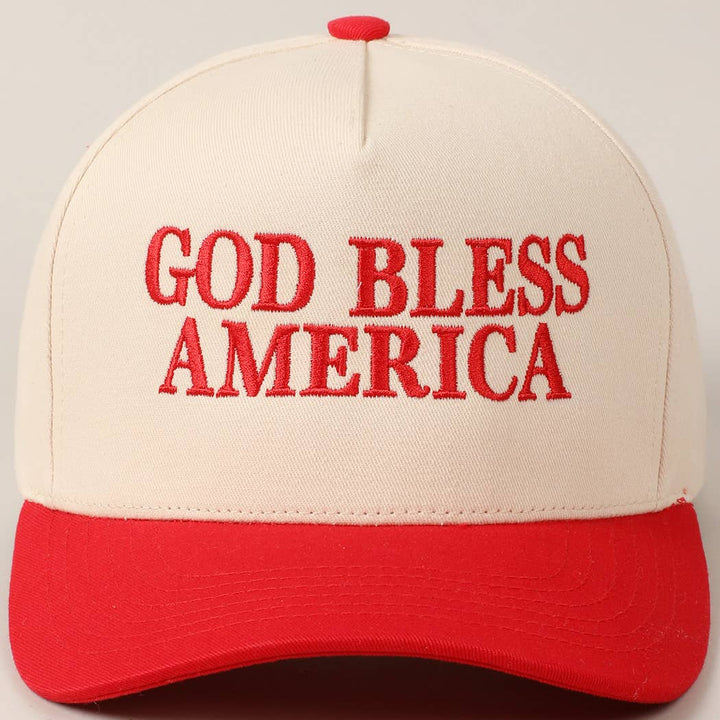 Fashion City - God Bless America Embroidered Two-Tone Canvas Cap: LT PINK / ONE SIZE