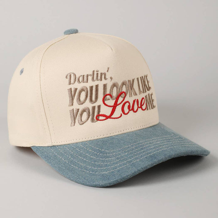 Fashion City - You Look Like You Love Me Embroidery Trucker Hat: Light Pink / ONE SIZE