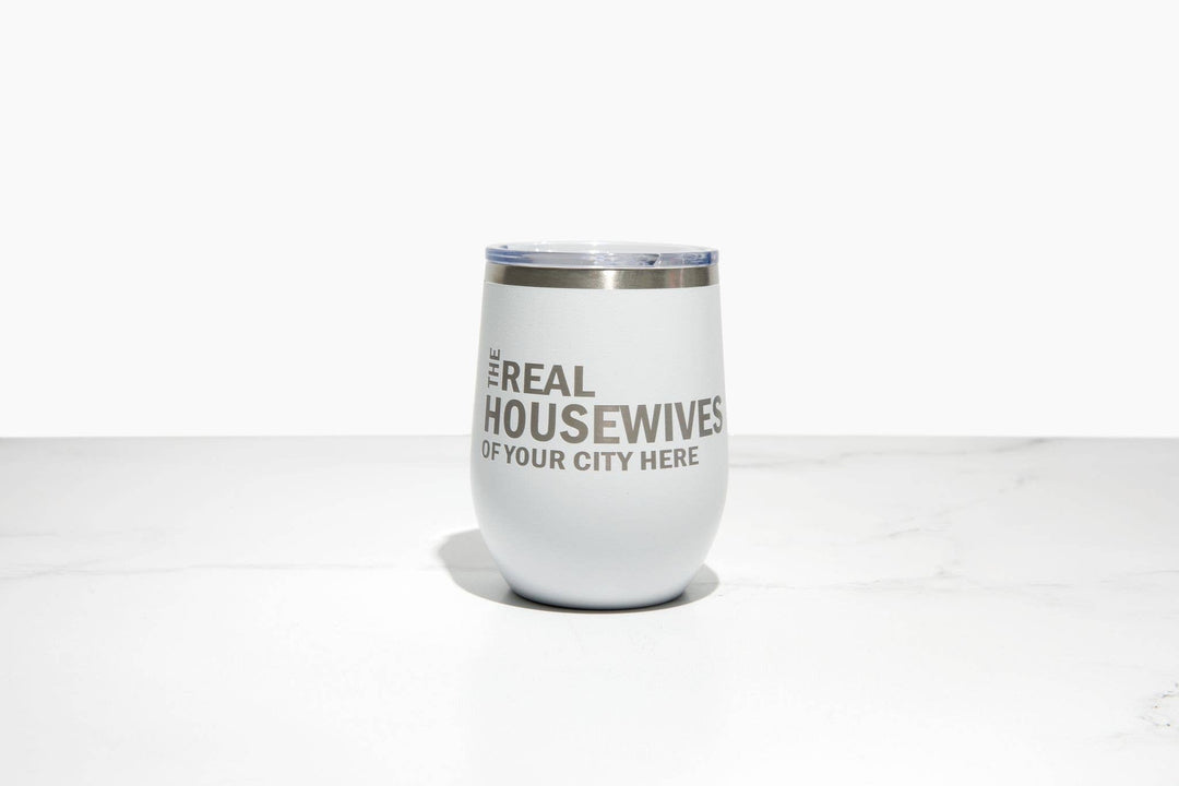 Calm Down Caren - Real Housewives of YOUR CUSTOM CITY Polar Camel Wine Tumbler: Pink
