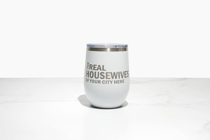 Calm Down Caren - Real Housewives of YOUR CUSTOM CITY Polar Camel Wine Tumbler: Pink