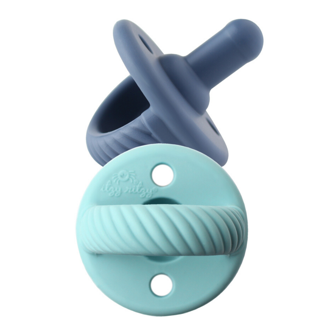 Itzy Ritzy - Sweetie Soother™ Pacifier Sets (2-pack): Robin's Egg Blue + Navy Cables