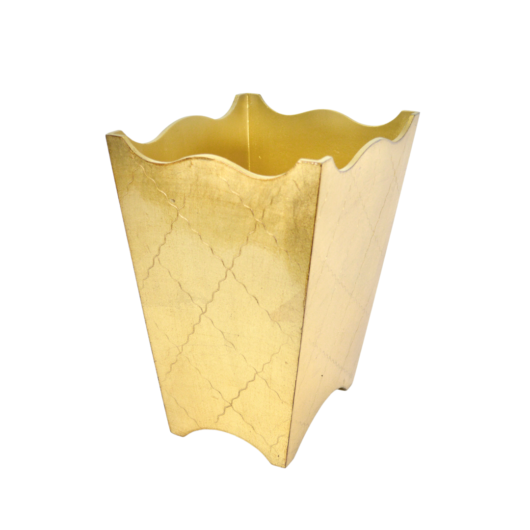 Italian Florentine Waste bin, Cappuccino & Gold, Made in Italy: Design 4