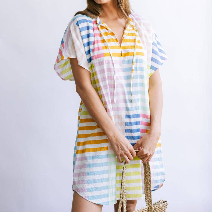 Sunshine Tienda - Colorful Stripe Cove Cover-Up: M