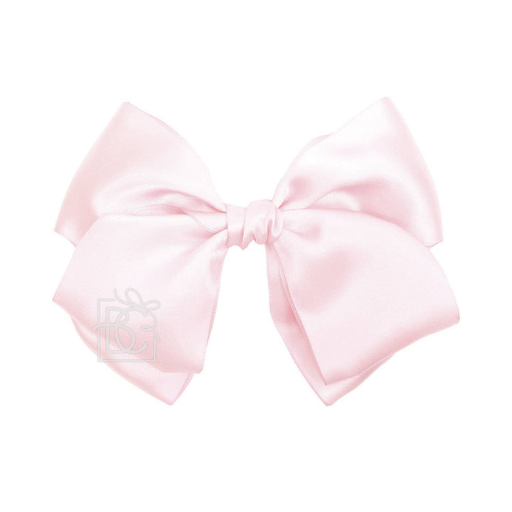 Beyond Creations, LLC - SATIN EUROPEAN BOW W/RUFFLED KNOT ON CLIP: 5" Euro Bow on Med. Alligator Clip / ANTIQUE WHITE
