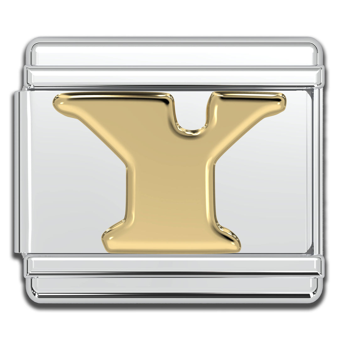 Natalia - Italian Charm Letters A-Z - 9mm Gold Bracelet Charms: N