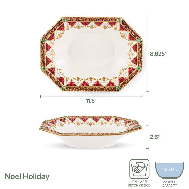 Fitz and Floyd® Mikasa® Pfaltzgraff® - Fitz & Floyd Noel Holiday Large Serve Bowl Gift Box Pkg: RED / EARTHENWARE