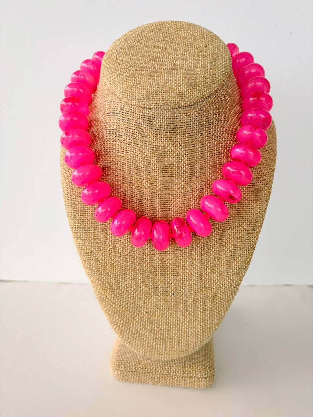 The Katie Kollective - The Rory — Hot Pink Rondelle Beaded Necklace