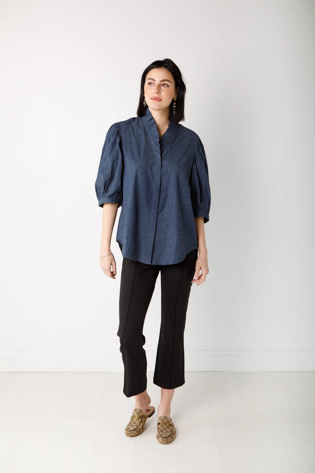 Laura Top in Stretch Denim