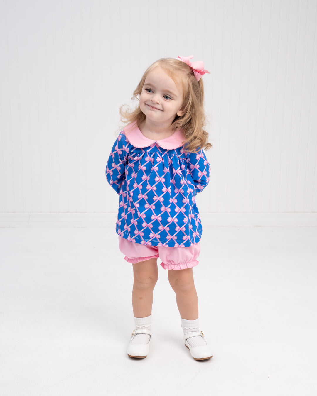 Mary Charlotte Blue Ribbon Bow Bloomer Set