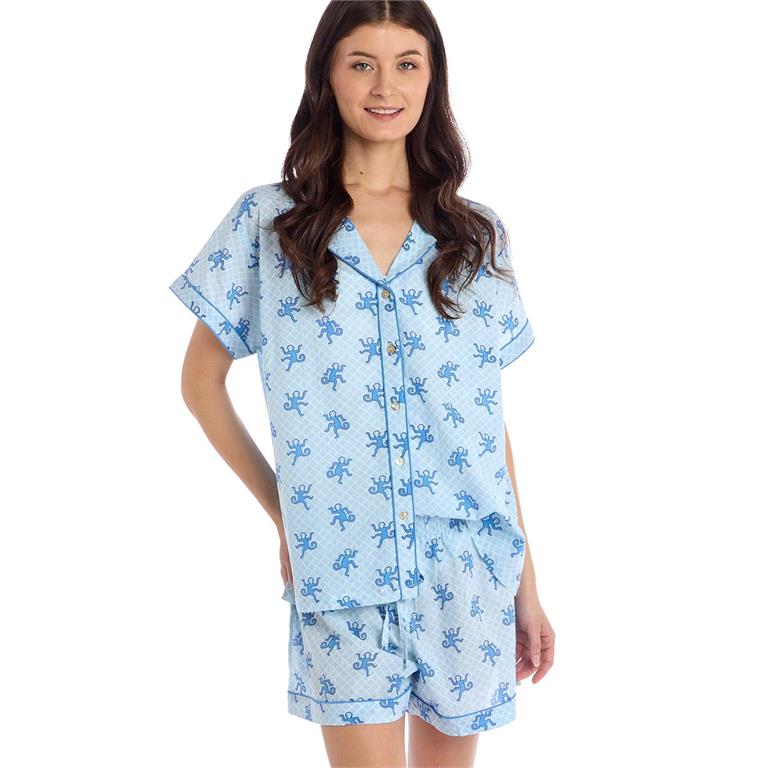 Happy Monkey Blue Shorts PJ Set