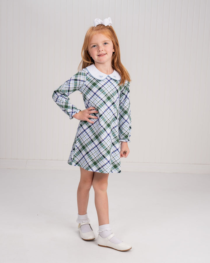 Presley Kait Ivy League Plaid LS Dress