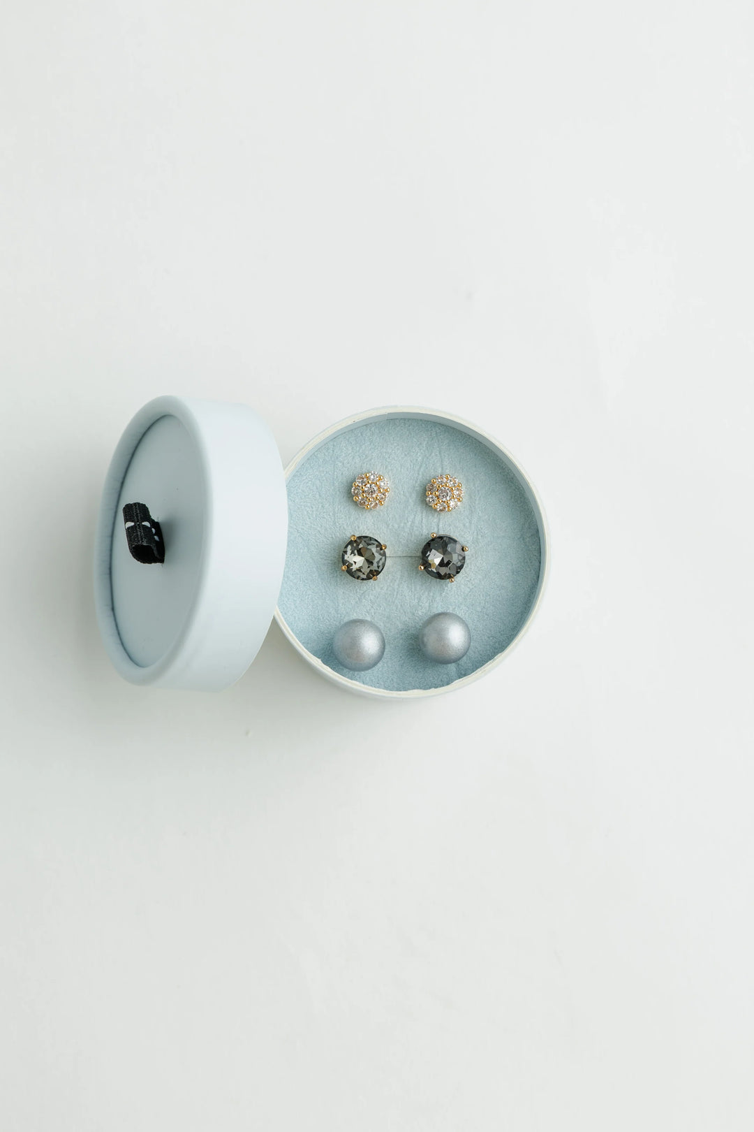 Crystal Boxed Earring Sets - Pearly -Grey