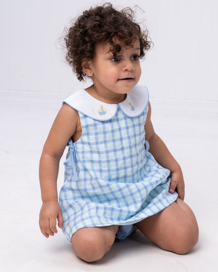 Alexander Blue & Green Check Bloomer Set