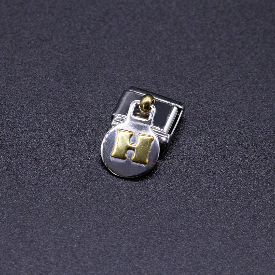 Natalia - Italian Charm Letters A-Z - 9mm Gold Dangle Bracelet Charms: H