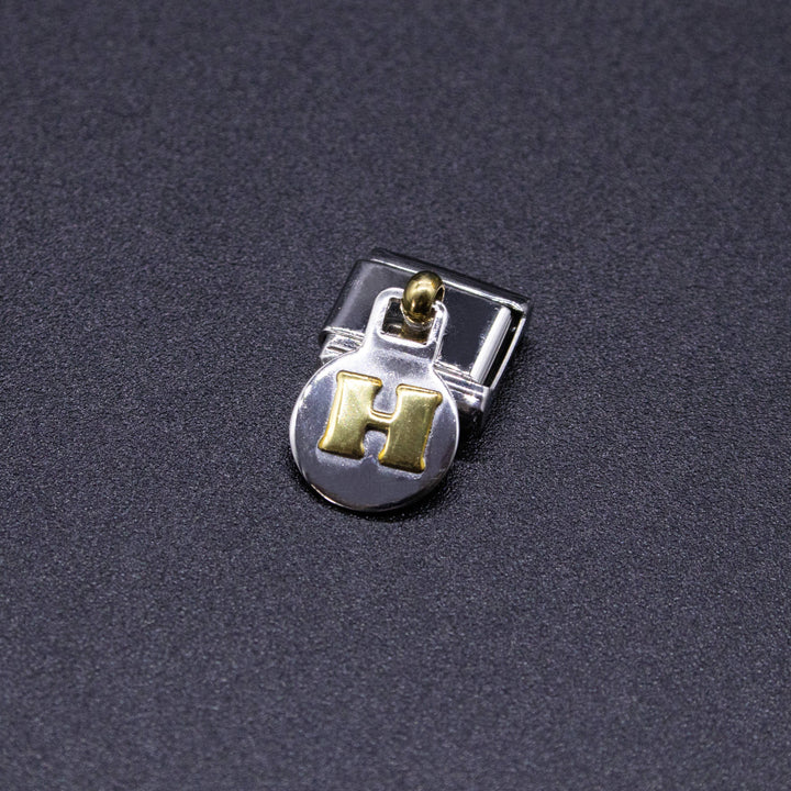 Natalia - Italian Charm Letters A-Z - 9mm Gold Dangle Bracelet Charms: H
